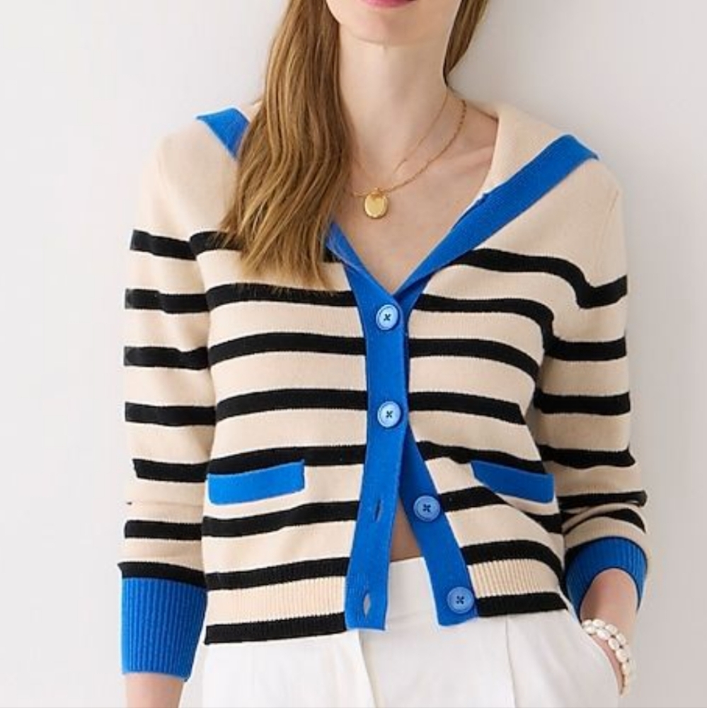 NWOT - Jcrew Cashmere Sailor-collar Cardigan Sweater